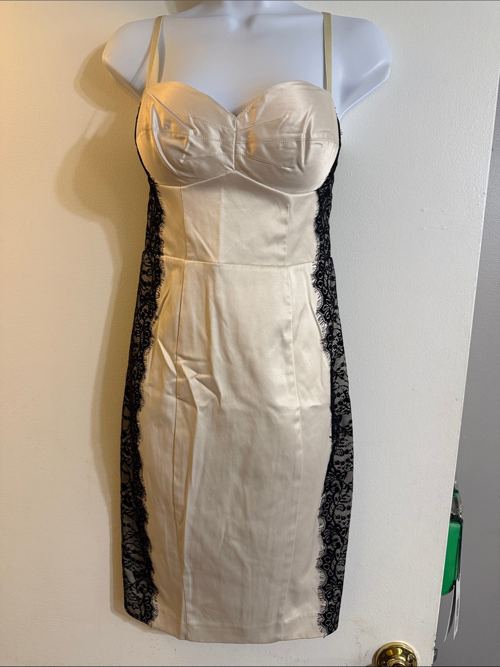 NWT Guess Los Angeles Ivory & Black Lace Bodycon Dress